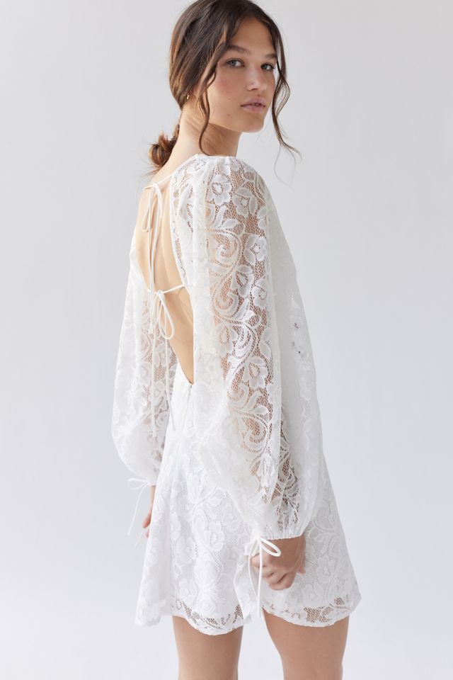 Kiss The Sky Lace Long Sleeve Mini Dress Urban Outfitters