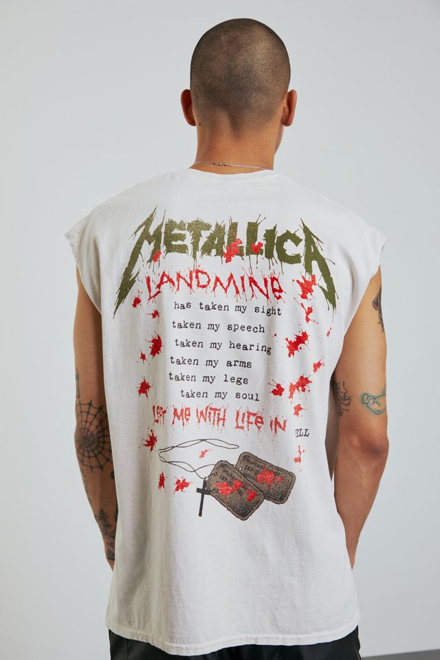Maglietta Metallica One Landmine - Uomo - Bianca - Nuova Con Etichette