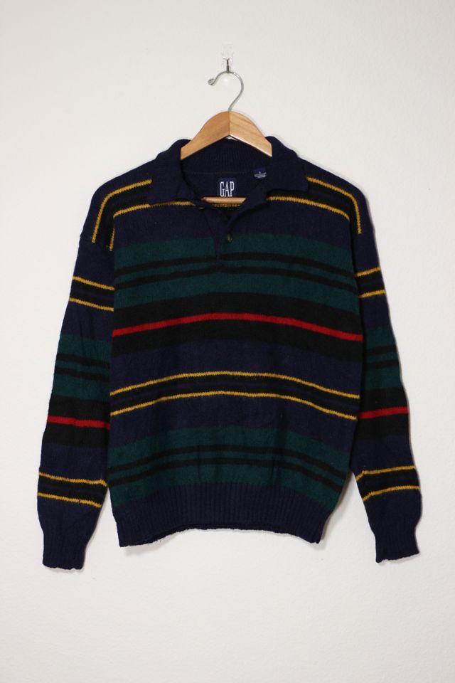 Vintage 90s Gap Wool Striped Sweater Polo | Urban Outfitters