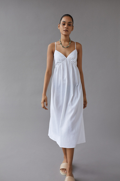 urban renewal linen seamed midi dress Urban Renewal + Eco Linen Seamed Midi Dress