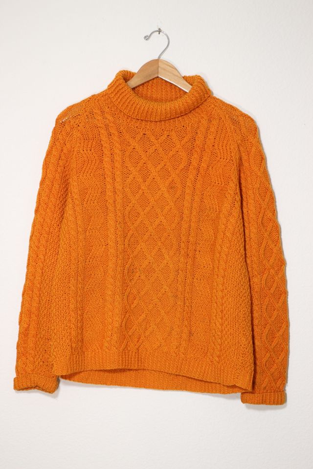 Vintage Wool Turtle Neck Cable Knit Sweater Hand Knitted in Ireland ...