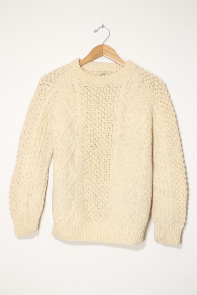 Vintage Hand Knit Wool Fisherman Sweater Made in Ireland | Urban