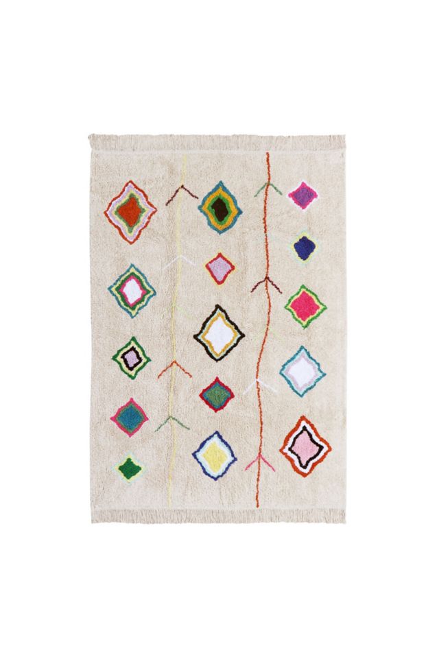 Handmade Ivory Cotton Wool Tufted Diamond Area Rug