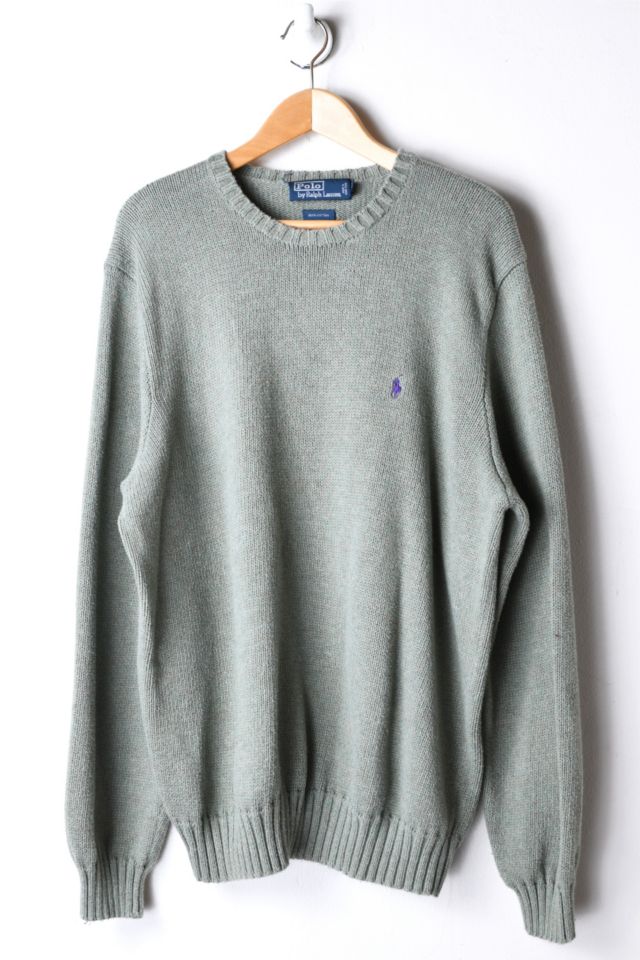 Vintage 90s Polo Ralph Lauren Olive Marled Knit Sweater | Urban