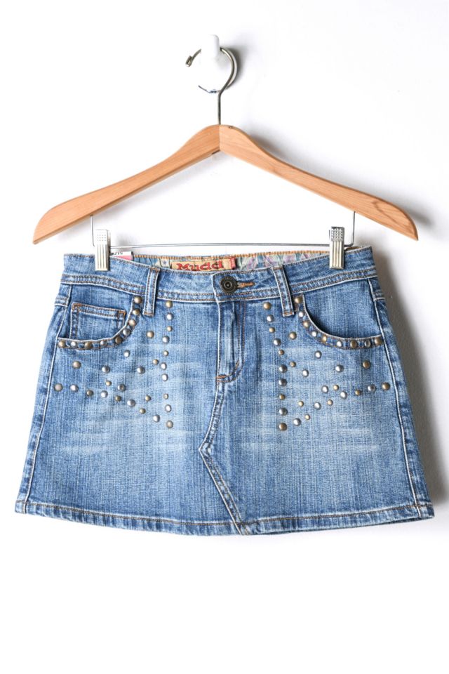 Vintage Y2K Studded Denim Micro Mini Skirt | Urban Outfitters