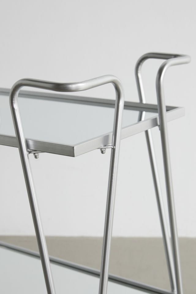 Victoria Polished Metal Mirrored Shelves Bar Cart