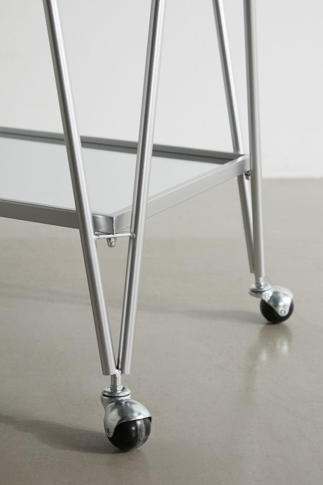 Victoria Polished Metal Mirrored Shelves Bar Cart