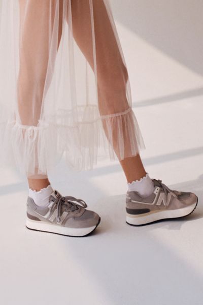 Shop New Balance 574+ Platform Sneaker In Grey Multi