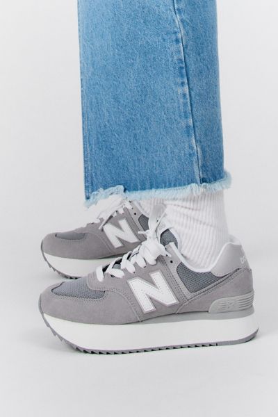 Shop New Balance 574+ Platform Sneaker In Shawdow Grey, Women's At Urban Outfitters