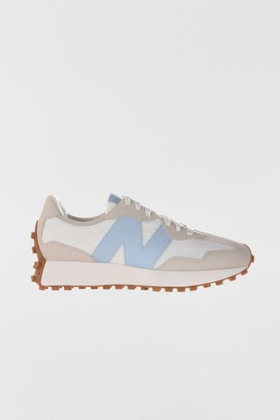 New Balance Damen 327 In Grau/weiss/blau, Wildleder/mesh, Grösse 39 In Timberwolf/sea Salt/light Chrome Blue