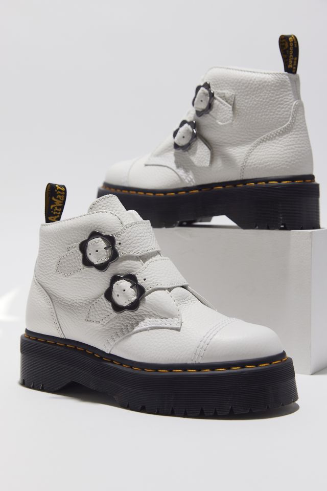 Dr martens white strap on sale boots