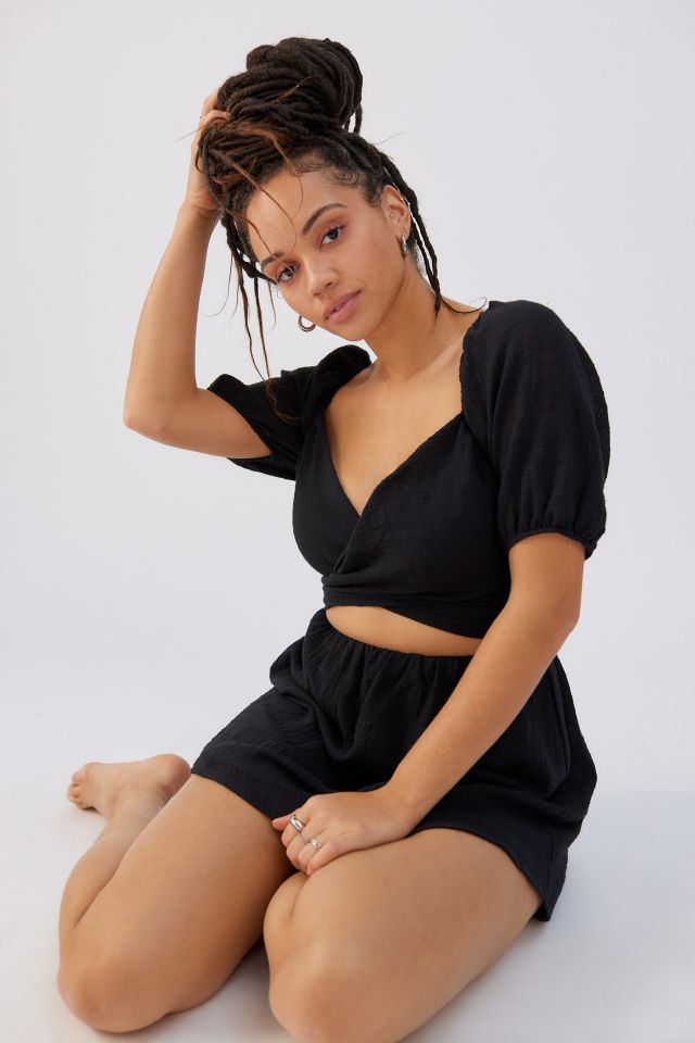 Urban Renewal Remnants Gauze Cutout Wrap Dress #1