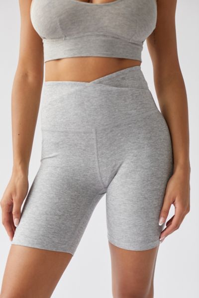Beyond Yoga At Your Leisure V-front Bike Short In Silver