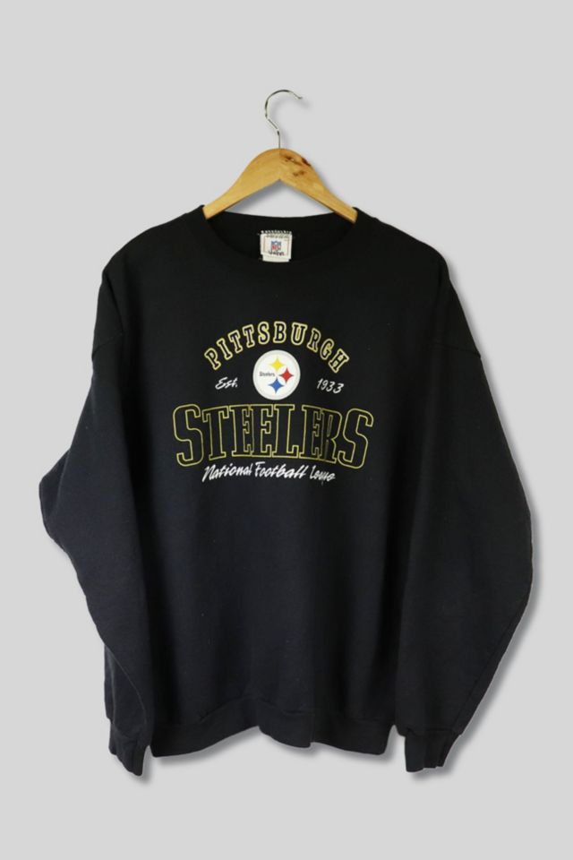 Vintage Pittsburgh Steelers sweatshirt, NFL black embroidered crewneck - XL