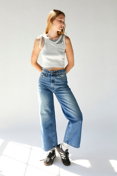 Jean Taille Haute Brodé URBAN OUTFITTERS BDG Noir - Taille 25, Occasion Bon état
