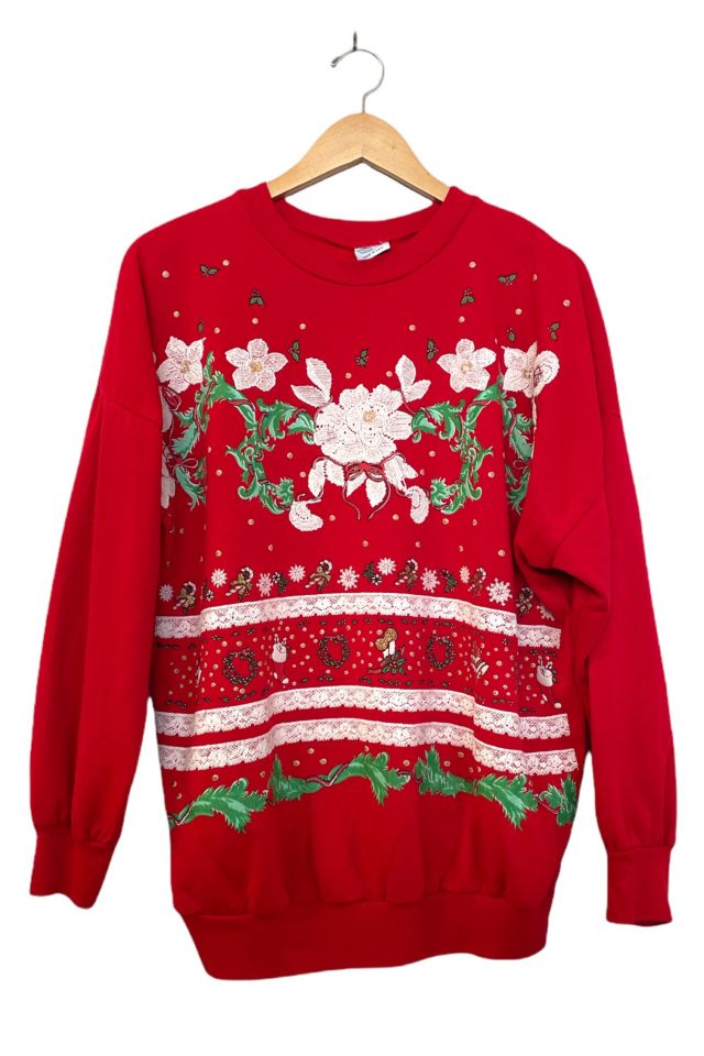 Vintage Holiday Floral Lace Sweatshirt | Urban Outfitters