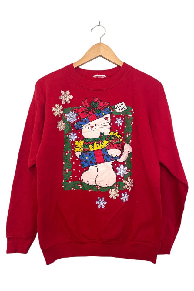 Vintage Holiday Giving Kitty Sweatshirt | Urban Outfitters