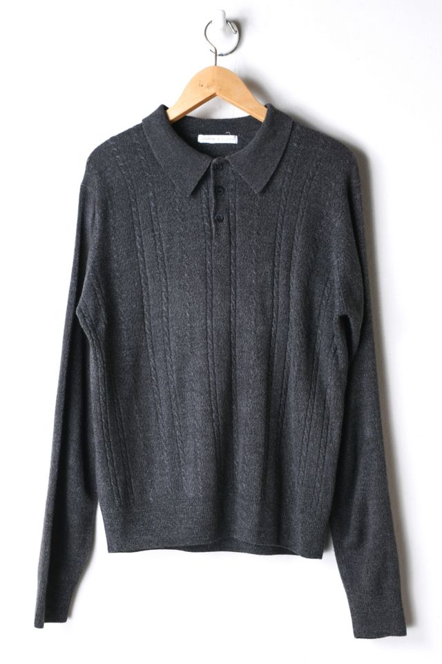 Vintage Dark Grey Knit Collared Sweater | Urban Outfitters