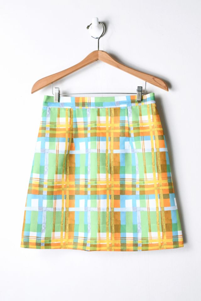 Vintage Light Green Plaid Mini Skirt | Urban Outfitters