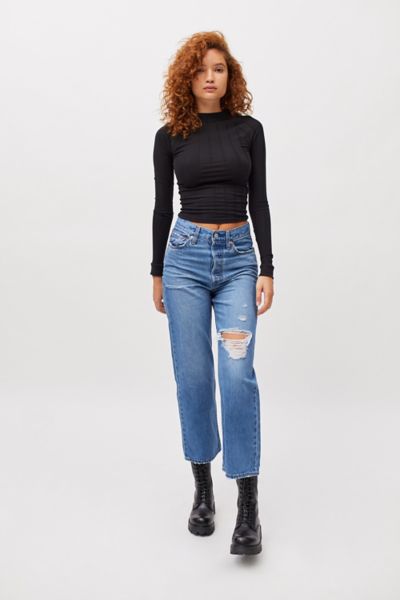 levi's ribcage straight ankle blue