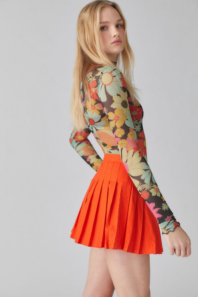 UO Hayley Linen Pleated Mini Skirt #3
