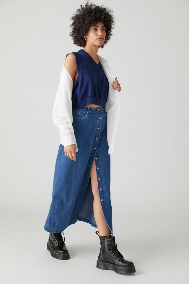 Urban Renewal Vintage Button Front Denim Maxi Skirt