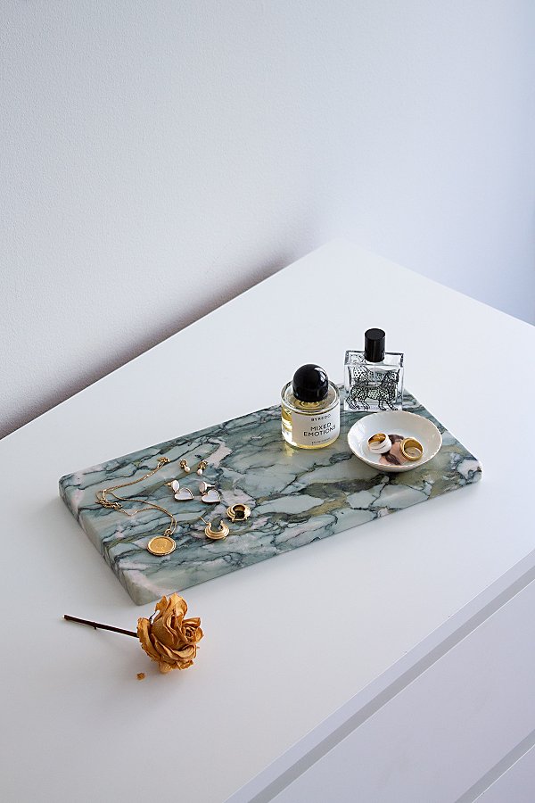 The Parmatile Shop Marble Vanity Tray In Antique Roquefort