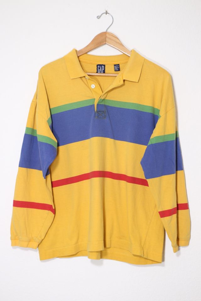トップス 90s OLD GAP stripes rugby shirts Vintage 90s Gap Vertical Stripes Rugby Shirt - Fits L