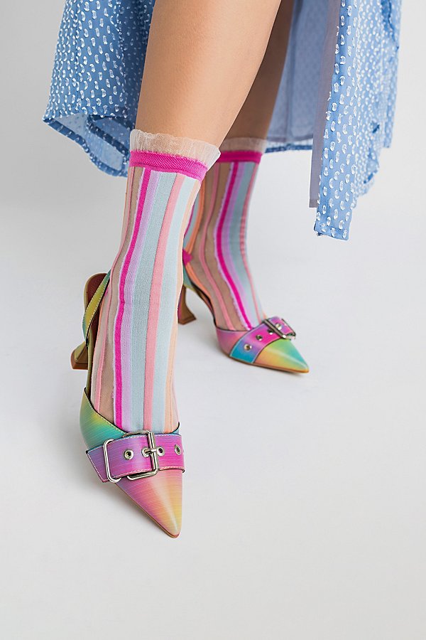 Sock Candy Candy Stripe Ruffle Sock In Multi