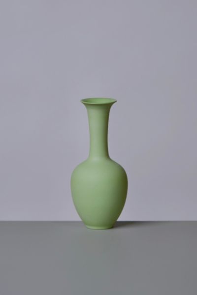 Middle Kingdom Miniature Porcelain Lotus Vase In Sage
