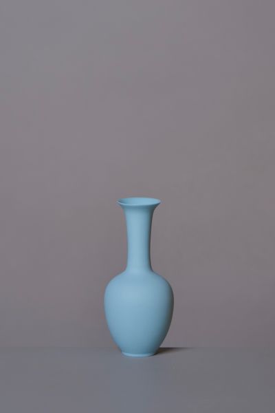 Middle Kingdom Miniature Porcelain Lotus Vase In Denim