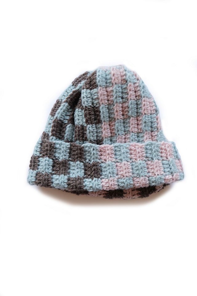 MARVES new york Checkered Crochet Ribbed Wool Beanie co  display picture 1