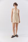 UO Sunshine Linen Halter Mini Dress