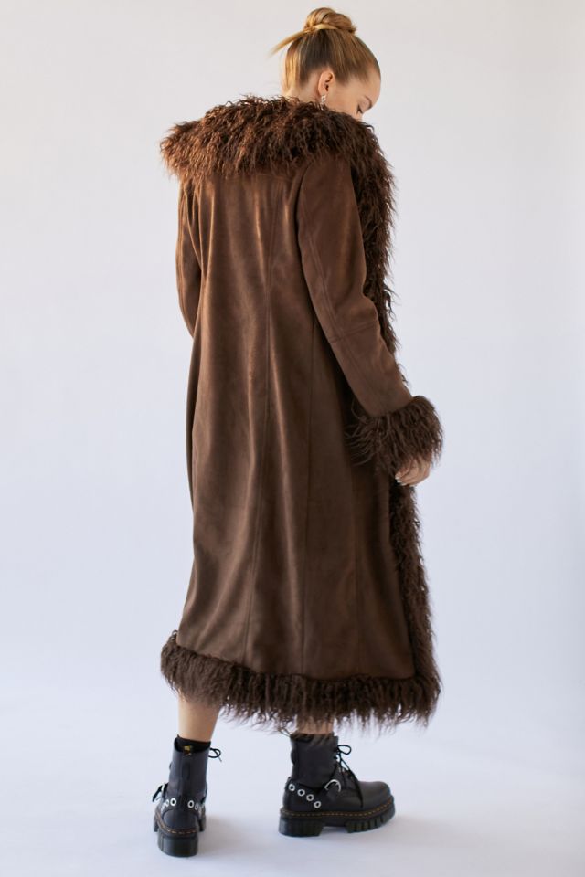 UO Britney Faux Fur Trim Longline Coat #2