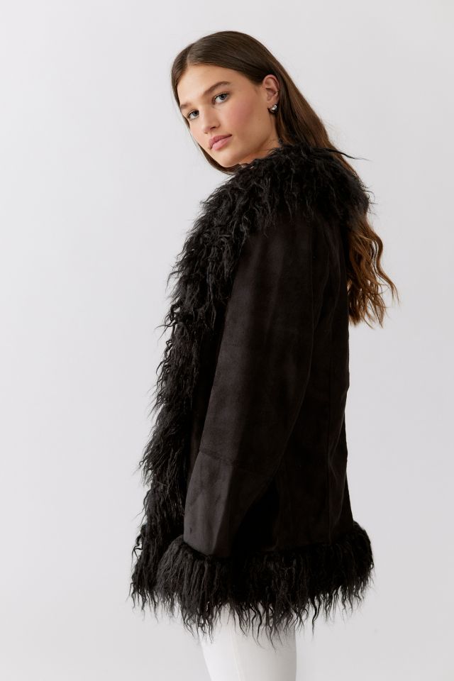 Urban outfitters black outlet faux fur jacket