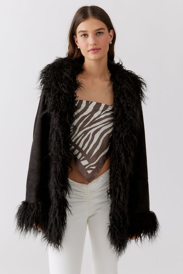 Urban outfitters sale black fur jacket