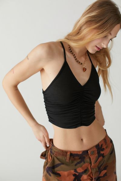 Urban Outfitters Uo Havana Ruched Cami In Black