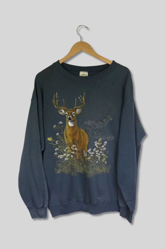 Rare!! Vintage 3D Habitat Deer sweatshirt crew neck Pullover Jumper sweatshirt Print outlet Out Logo sweatshirt