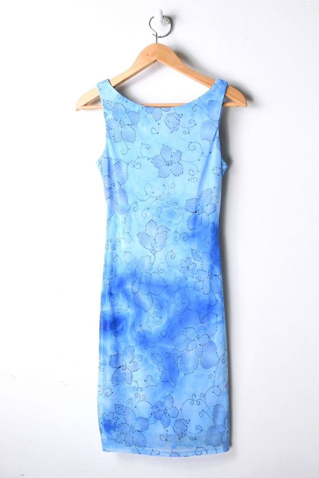 Vintage Y2K Light Blue Printed Mini Dress Urban Outfitters