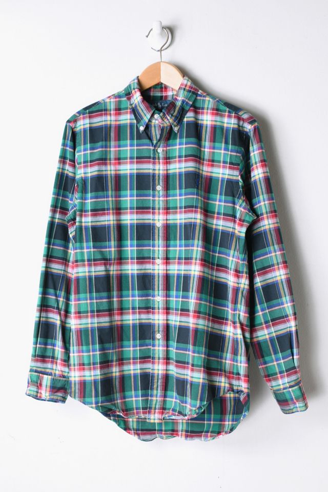 Vintage Ralph Lauren Green Plaid Button-Down Shirt | Urban Outfitters