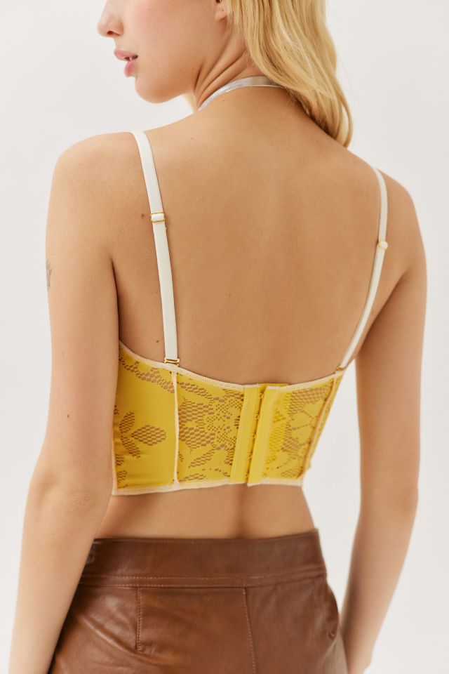 Out From Under Amour Lace Lace-up Corset In Olive At Urban Outfitters in  Brown