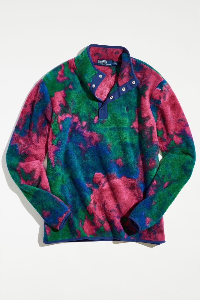 Polo Ralph Lauren Tie-Dye Fleece Quarter Snap Pullover Sweatshirt | Urban  Outfitters