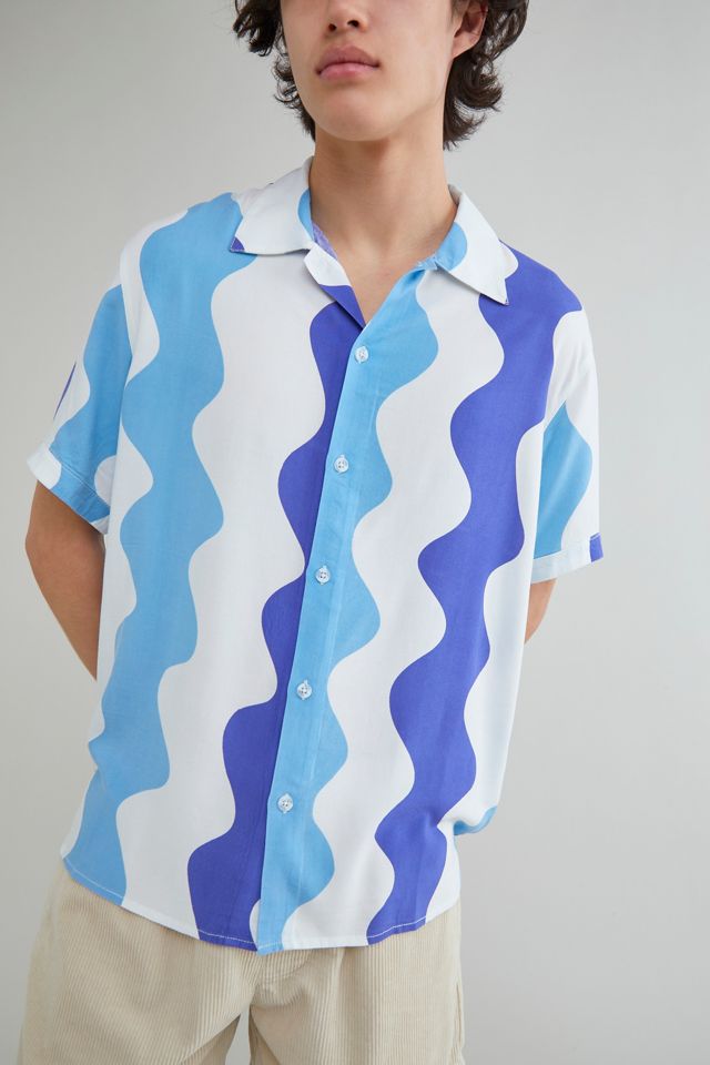 UO Wavy Stripe Button-Down Shirt | Urban Outfitters