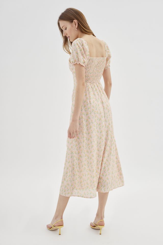 Kiss The Sky Floral Side Slit Midi Dress #1