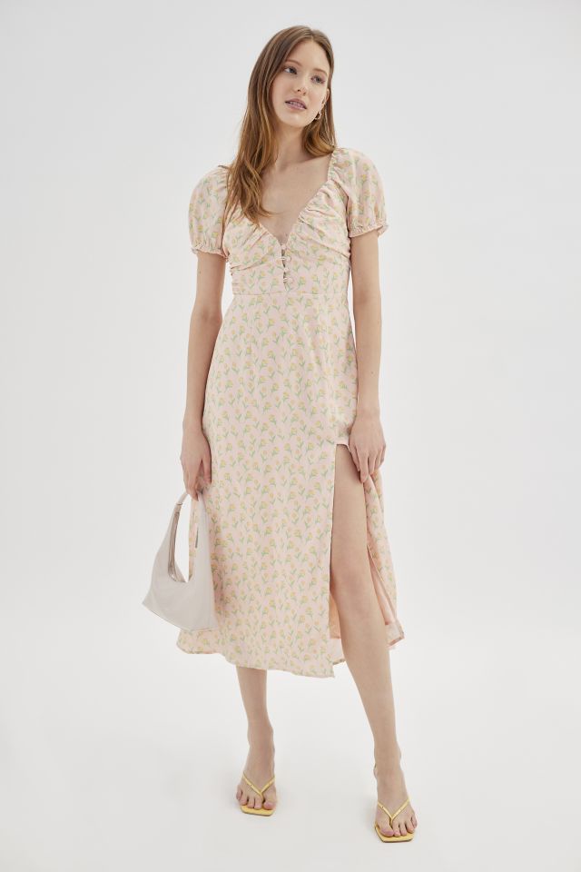 Kiss The Sky Floral Side Slit Midi Dress #3