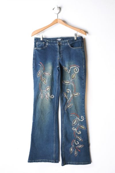 Vintage, Jeans, Vintage Y2k Embellished Acid Wash Flared Jeans