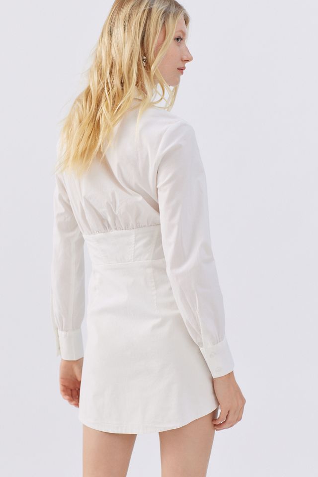 urban outfitters white corset dress UO Phoebe Long Sleeve Corset Mini Dress