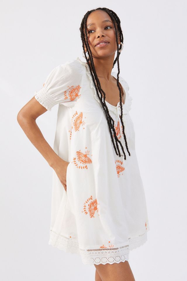 UO Helena Embroidered Frock Dress