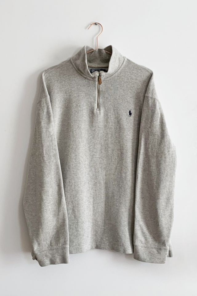 Vintage Polo Ralph Lauren Heather Grey Mock Zip Sweatshirt