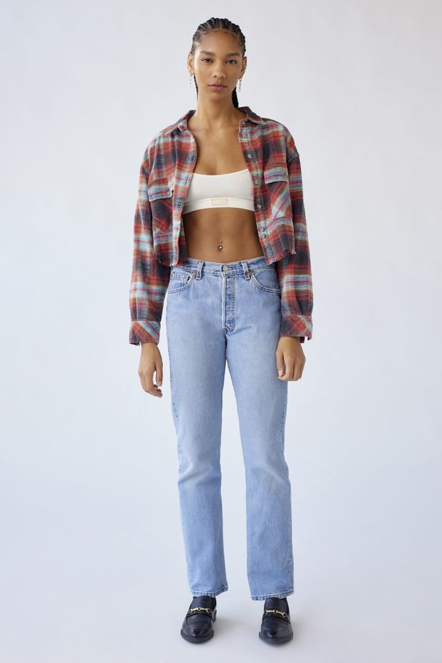 BDG Joey Flannel Cropped Button-Down Shirt #1